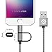 F-color iPhone 6 Charger, 3.3 Ft 2-in-1 Apple MFI Lightning Cable Braided for iPhone 8 7 6S 6 Plus 5 5S 5C SE, iPad Pro, iPad Mini 4, iPad Air 2, Micro USB Cable for Sumsung, HTC, Motorola, Grey
