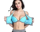 (Women's Sports Bras Gym Yoga Top Zipper Front Breathable Bras Double Wear Bras L, blue)