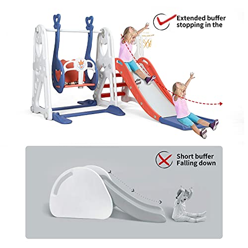 MIBABO Toddler Slide and Swing Set, 4 in 1 Kids Climber and Swing Set