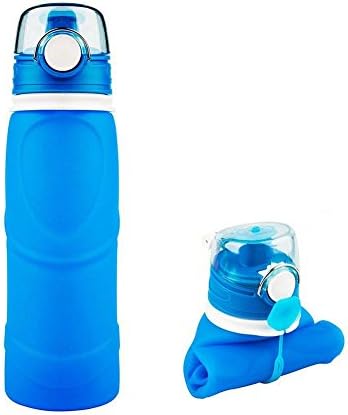 Street Tribe Sports Water Bottle ,Silicone Water Bottle, Collapsible , Food-Grade,750ml…(blue)