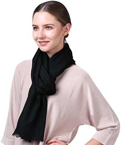 Cashmere Fell Ultra Thin Super Soft Warm Extra Long Large Scarf Shawl 86"x35" (Black)