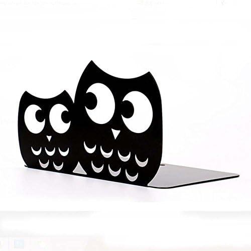 Tobway Metal Owls Non-slip Bookends Cute Bookends Art Bookends Holder Decoration,1 Pairs (Black)