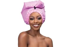 Esha Girl - Shower Cap for Extra Long Hair, Braids, Locs, Twists – Waterproof – Snug Fit Guarantees No Leaks – Easy Button Up (Black, X-Long (30" x 9"))