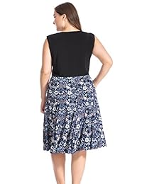 Chicwe Vestido de patinador estampado floral para mujer, largo hasta la rodilla, estilo casual para fiesta y trabajo