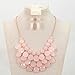 Africanbeads Layered Dangling Bubble Necklace Earring Set, Women Bib Statement Jewelry Set (Pink)