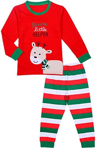 BlcSwan Baby Girl Christmas 2 Pcs Pajamas Sleepwear Set T Shirt + Pants (12M-7Y)