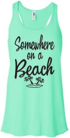 Somewhere On a Beach Southern Element Apparel Women's Racerback Flowy Tank Top (Small, Mint)