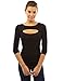 PattyBoutik Women's Color Block Crewneck Keyhole Shirt (Black S)