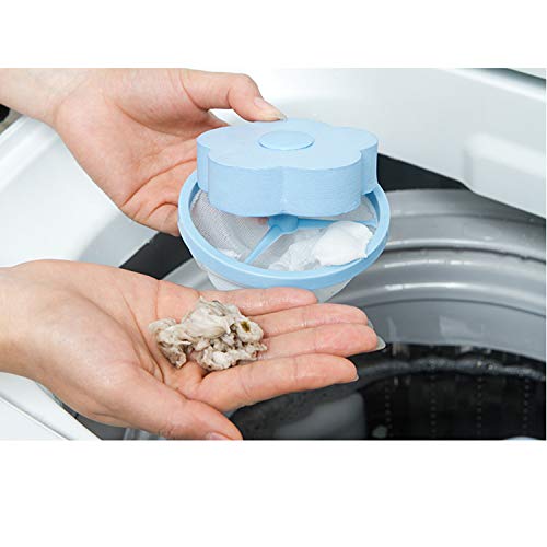UNAOIWN Reusable Washing Machine Filter net lint Trap with Laundry Ball Pet Fur Remover Hair Catcher Fabric Softener Pouch Flower Floating lint mesh （6 Pack) - Thumbnail 5