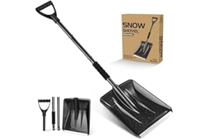 PLACHIDAY Snow Shovel, New Upgrade 4-in-1 Survival Snow Shovel - Lightweight, Detachable, Sport Utility for Car, Driveway, Garden, Travel & Emergency Use
