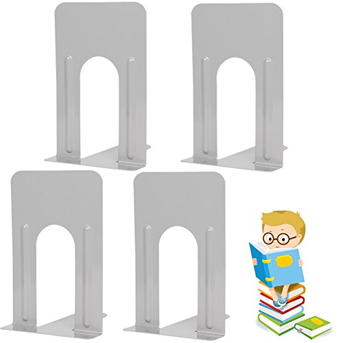 Economy Bookends Universal Heavy for Office,9 Inch, 4pcs(2 Pairs) by Sun Cling,Grey