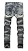 NITAGUT Men's Ripped Slim Fit Tapered Leg Jeans Grey Blue-US 36