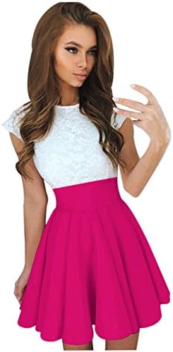 Lace Party Dress Womens Cocktail Mini Dress Summer Casual Dress Elegant Short Sleeve Dresses Evening Party Beach Sexy Ladies Skater Dresses Ball Gown O-Neck Solid