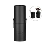 EMOCCI Makeup Brush Holder Large Pu Leather Make Up Cosmetic Cup Holders Storage Organizer Case Box(Black)