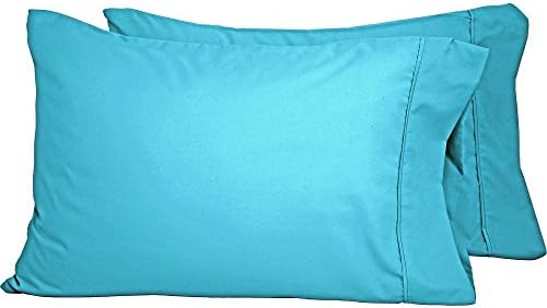 Philly Linens 100% Egyptian Quality Brushed Microfiber, Ultra Soft Wrinkle Free Stain Resistant Set of 2 Pillowcases Queen Size Aqua/Teal Blue Solid