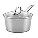Ayesha Curry Home Collection Stainless Steel Sauce Pan/Saucepan with Lid, 3 Quart, Silver