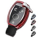 Mercedes Benz Key Fob Cover, Key Fob Case for Mercedes Benz A B C E R M S CLS CLK GLK GLC G Class Premium Soft TPU Full Cover Protection Smart Remote Keyless Key Fob Shell (Red)