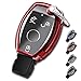 Mercedes Benz Key Fob Cover, Key Fob Case for Mercedes Benz A B C E R M S CLS CLK GLK GLC G Class Premium Soft TPU Full Cover Protection Smart Remote Keyless Key Fob Shell (Red)