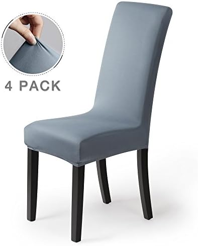 Chair Covers Stretch Chair Cover Slipcovers 4PCS Elastic Modern Protector Slipcovers with Elastic Band/Washable Removable Seats Chairs Covers for Hotel,Wedding Part Decor/Home (Pack of 4,Fog-Blue)