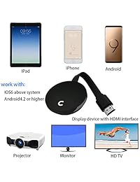 YEHUA   Adaptador de pantalla inalámbrico 1080P para televisor y PC, compatible con Airplay Miracast DLNA de dispositivos iOS y Android, Smartphone Mac Windows8.1 10, color negro