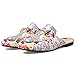 MAVIRS Mules for Women, Womens Leather Slip on Mule Flats Embroidery Backless Loafers Slippers Shoes
