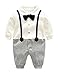 D.B.PRINCE Baby Boys Long Sleeves Gentleman Cotton Rompers Small Suit Bodysuit Outfit with Bow Tie (White+Navy, 0-3 Months)