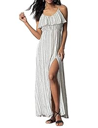REPHYLLIS Vestido largo de verano maxi de gasa con espalda descubierta y espalda descubierta sexy para mujer