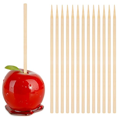 HAKSEN 350PCS Bamboo Sticks for Candy Apple, Candy Apple Sticks Skewers Semi-point Sticks for Caramel Apple Corn Dog Cake Pop Fruit Chocolate Fountain Appetizers
