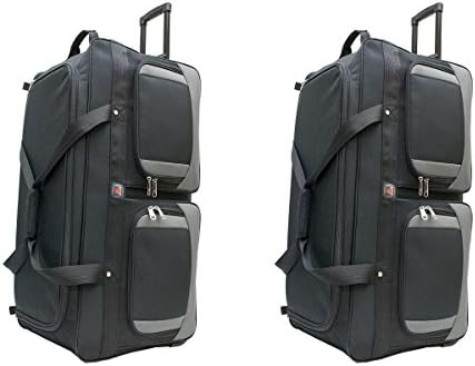 2 PCS 33" Rolling Duffle Bag with Wheels and Handle -Compartments/Compression Straps
