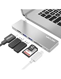 USB C Hub para MacBook Pro 2016 2017, Wavlink Pass-Through Cargador PD Hub Adaptador, Tipo C Aluminio Hub para MacBook con 4K HDMI, SD Micro SD lector de tarjetas, USB3.0