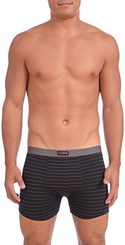 Platinum Sport Men's 4-Pack Cotton Soft Stretch Stripe Boxer Brief (Black, Medium)