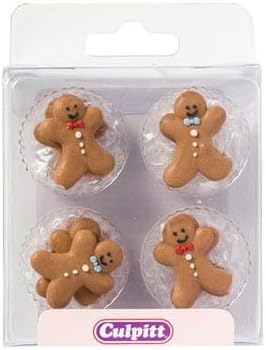 Culpitt Gingerbread Men Cake Cupcake Toppers 30mm Hand Piped Royal Icing 12pk