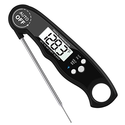 KeeKit Meat Thermometer, Instant Read Cooking Thermometer, Digital Food Thermometer, Waterproof Kitchen Thermometer with Calibration and Back-light for Christmas Cooking, BBQ, Grill Food, Milk, Tea