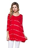 Frumos Womens Tunic 3/4 Sleeve Comfy Loose Fit Tie Dye Tunic Top