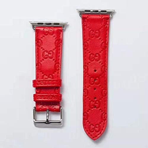 The ONE 42 Compatible Apple Watch Straps 42mm (fit for 44mm), Luxury Fashion PU Leather Classic Wrist Bands for Women and Men, Replacement for 42/44MM Apple Watch Series 4 3 2 1 (Red)