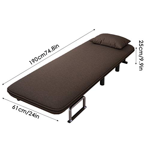 Folding Sleeper Chair Bed, Sofa Bed Single Sleeper Convertible Chair Lounger Couch Recliner Bed Easy to Carry and Move (Coffee) - Thumbnail 3