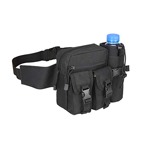 Tactical Waist Bag Military Fanny Pack,Waterproof Utility Belt with Water Bottle Holder,Suitable for Hiking&Mountaineering&Camping&Riding&Fishing&shooting, Black, OneSize