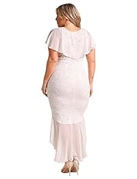 Vestido de gasa de encaje sin marca para mujer, talla grande, con cascada, con volantes, alto y bajo