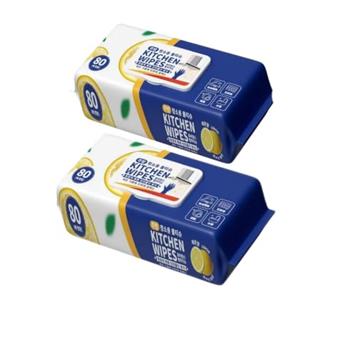 LBRYVTCE (2packs) Kitchen Wipes, 80 Count, Lemon Scented, Multi-Purpose Cleaning Wipes Absorbent and Disposable Cleaning Cloths. Safe on Skin and Multiple Surfaces.