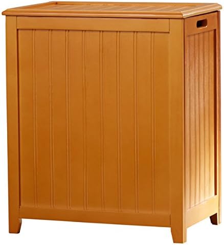 24" Basswood Portable Laundry Hamper with Lid Cover in Natural