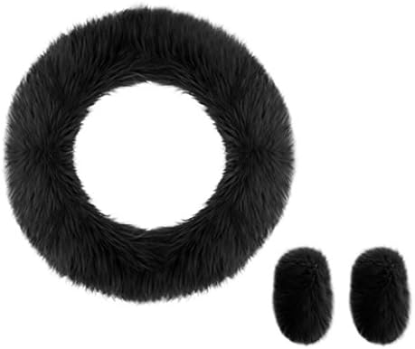 Fashion Egmy Plush Warm Steering Wheel Cover Woolen Handbrake Car Accessory Auto Fur (K)