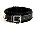 Choker Collar Leather Faux Fur Lined with Steel D Rings - comes with detachable leather leash -Great For Halloween Costume or Masquerade Party Accessory - Black