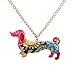 GSM Accessories Womens Painted Enamel Daschund Sausage Dog Long Alloy Pendant Necklace NK1199