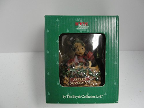 Boyds Bears Moose in Creel Basket Hanging Resin Ornament