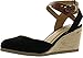 Soda Womens Request Closed Toe Espadrille Wedge Sandal in Black Dark Tan Linen