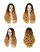 MISSQUEEN Ombre Hair 3 Tone Dark Blonde Wavy Wigs for Black Women Synthetic Hair Loose Curly Full Wig Dark Root