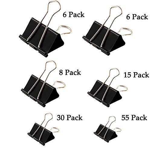 Binder Clips Paper Clamp for Paper-120 Pcs Clips Paper Binder Assorted Sizes (Black) (Certified Refurbished)