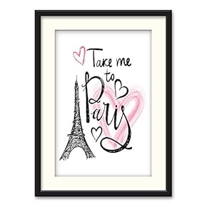 Black Framed Canvas Wall Art Romantic Paris Home Artwork Decoration for Living Room, Bedroom - 23x31 inches