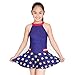 QRH Girls Solid Splice Cross-Back Two- Piece Modest Swimsuit
