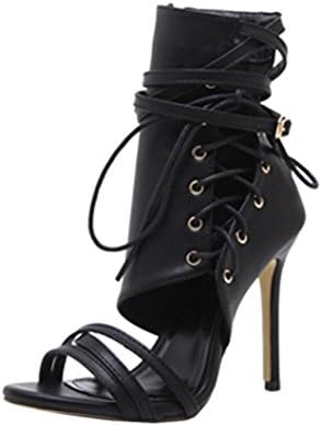 New Promotions! Tootu Roman Buckle Strap Shoes Women Sandals Sexy Sandals High Heels Woman Ankle Boots (US:7/39, Black)